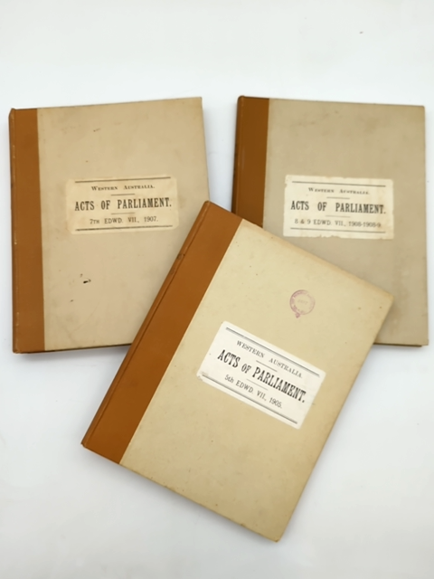 3x Acts Of Parliament Western Australia 1905-1909 by Parliament Of Western Australia