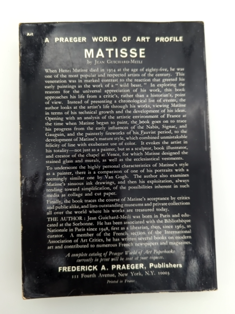 Matisse by Jean Guichard Meili (Paperback, 1967) 1st Edition Art History by Jean Guichard Meili