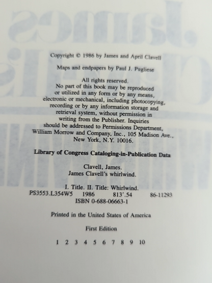 Whirlwind James Clavell 1986 First Edition 1st Impression Hardcover, Dust Jacket by James Clavell