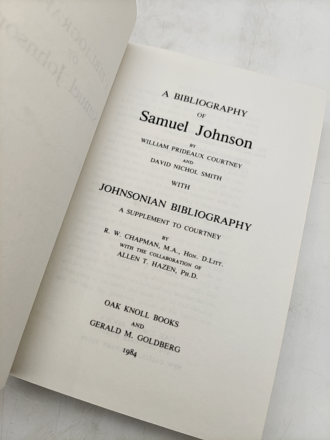 Bibliography Of Samuel Johnson Johnsonian Bibliography 18th Century English Poet by "David N. Smith William P. Courtney"