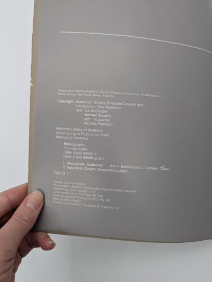 Aboriginal Australia, Australian Gallery Directors Council, Book, 1981 1st Ed by Australian Gallery Directors Council