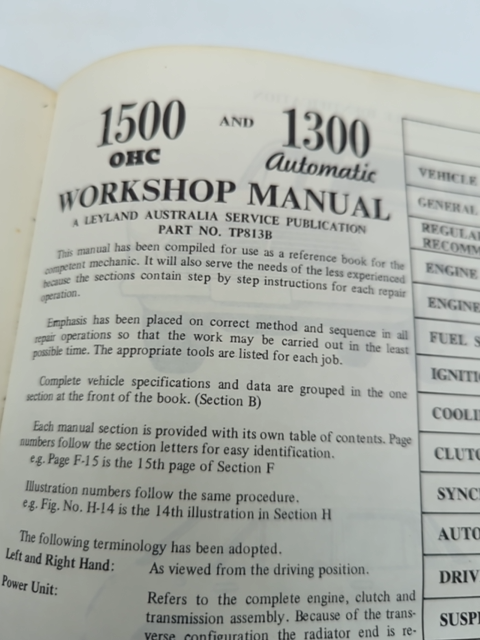 1500 OHC & 1300 Automatic Workshop Manual by Leyland Australia (Book) 0909703019 by Leyland Australia