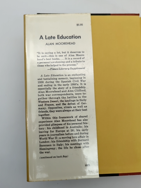 Late Education by Alan Moorehead (Hardcover, 1970) by Alan Moorehead