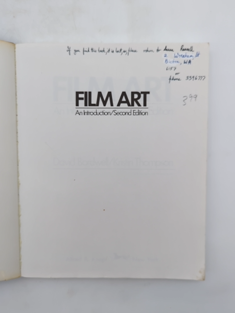 Film Art: An Introduction (2nd Edition) by David Bordwell (Paperback, 1988) RARE by David Bordwell