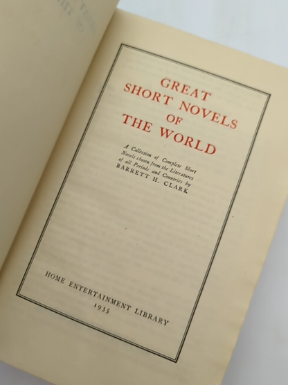 Great Short Novels Of The World by Barrett H Clark (Hardcover, 1935) Anthology by Barrett H Clark