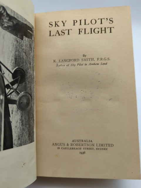 Sky Pilot's Last Flight by K Langford Smith (Cloth, 1936) 1st Edition Aviation by K Langford Smith