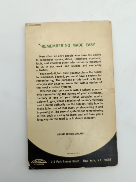 Remembering Made Easy by Arthur L Logan (Paperback, 1970) by Arthur L Logan