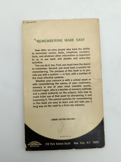 Remembering Made Easy by Arthur L Logan (Paperback, 1970) by Arthur L Logan