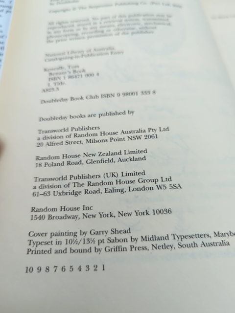 Bettany's book by Thomas Keneally (Hardcover, 2000) Signed, Australian Fiction by Thomas Keneally
