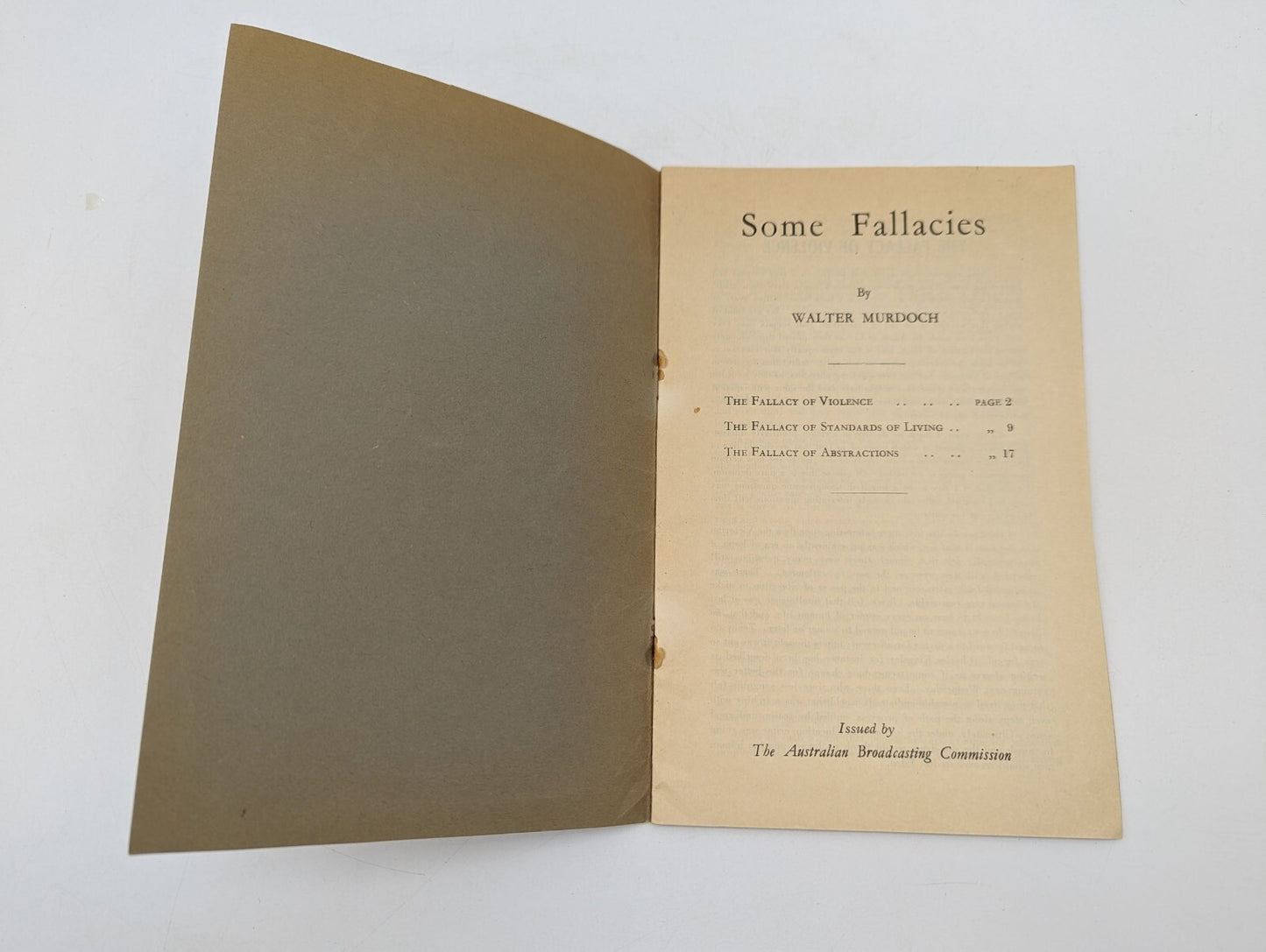 Some Fallacies by Walter Murdoch (Brochure/Pamphlet, 1935) 1st Edition by Walter Murdoch