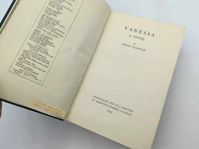 Vanessa by Hugh Walpole (Hardcover, 1933) Literature & Fiction by Hugh Walpole