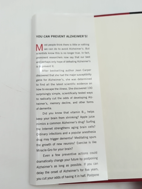 100 Simple Things You Can Do To Prevent Alzheimer's And Age-related Memory Loss, by Jean Carper