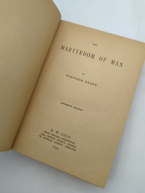 The Martyrdom Of Man by Winwood Reade (Cloth, 1899) History by Winwood Reade