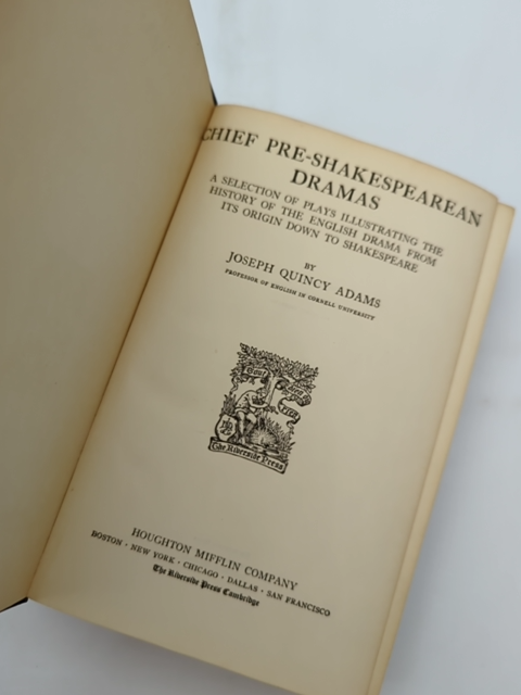 Chief Pre-shakespearean Dramas by Joseph Quincy Adams (Hardcover, 1924) by Joseph Quincy Adams