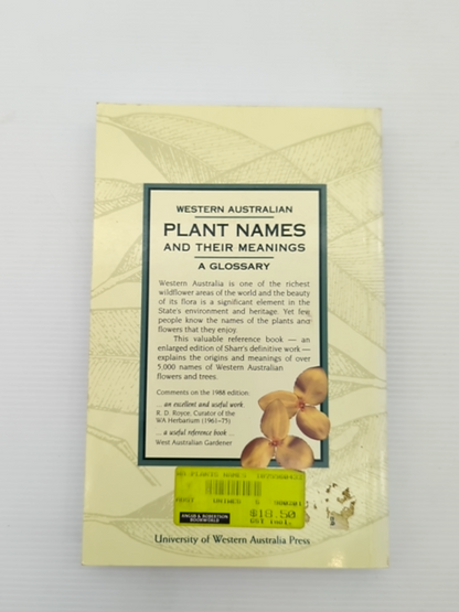 Western Australian Plant Names And Their Meanings Glossary, F. A. Sharr, Botany by Francis Aubie Sharr