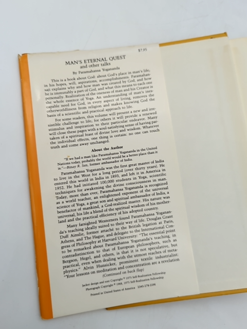 Man's Eternal Quest by Paramahansa Yogananda (Hardcover, 1975) 1st Edition by Paramahansa Yogananda