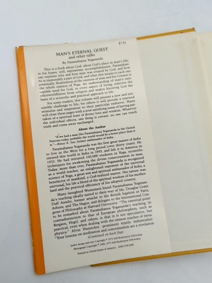 Man's Eternal Quest by Paramahansa Yogananda (Hardcover, 1975) 1st Edition by Paramahansa Yogananda