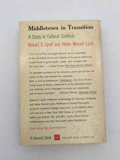 Middletown In Transition by Helen Merrell Lynd Robert S Lynd (Paperback, 1937) by Helen Merrell Lynd Robert S Lynd
