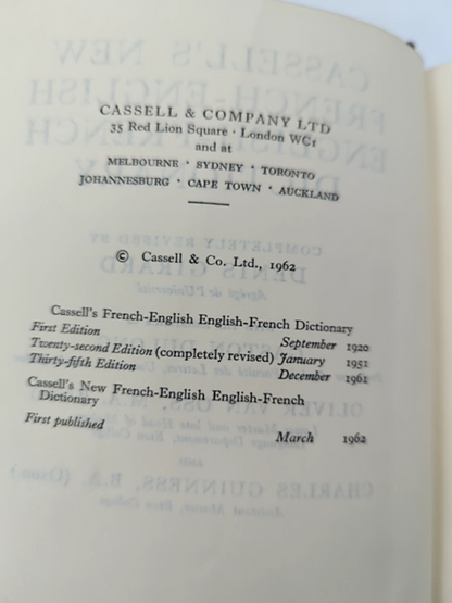 Cassell's New French Dictionary by Denis Girard (Leather, 1962) Reference by Denis Girard