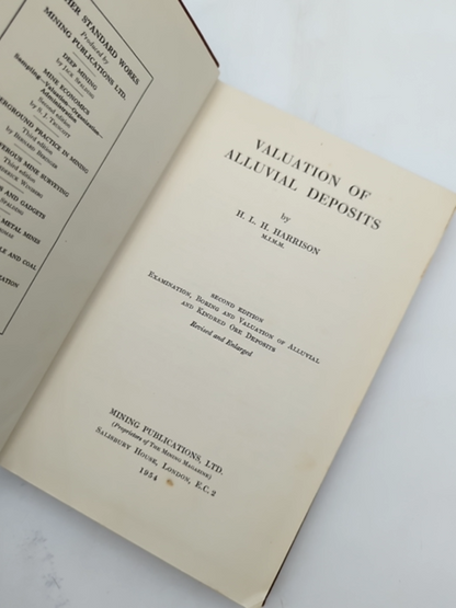 Valuation Of Alluvial Deposits by H L H Harrison (Cloth, 1954) Natural History by H L H Harrison