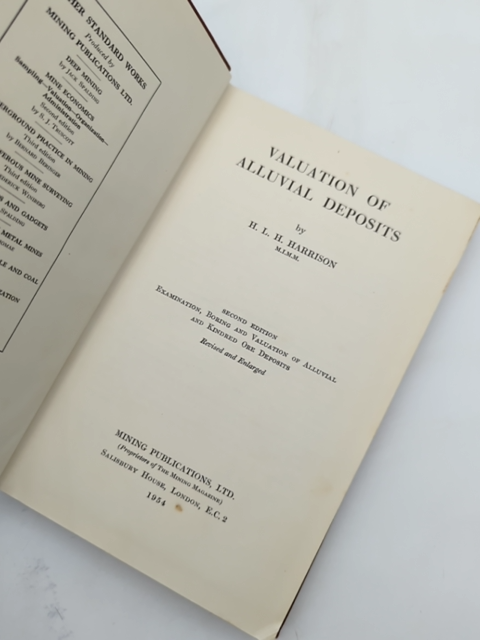 Valuation Of Alluvial Deposits by H L H Harrison (Cloth, 1954) Natural History by H L H Harrison