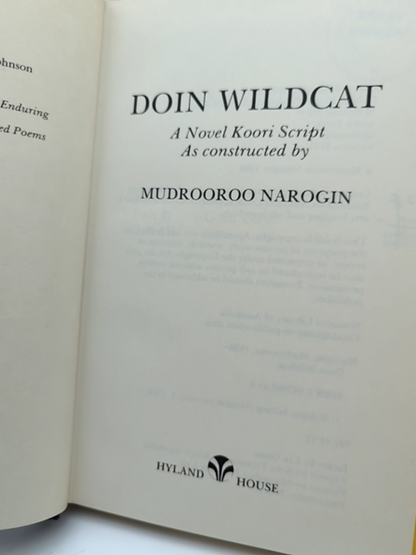 Doin Wildcat: A Novel Koori Script by Mudrooroo Narogin, Indigenous Literature by Mudrooroo Narogin