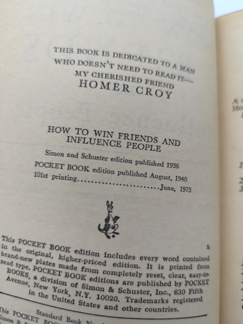 How To Win Friends And Influence People, Dale Carnegie, paperback 1975 by Dale Carnegie