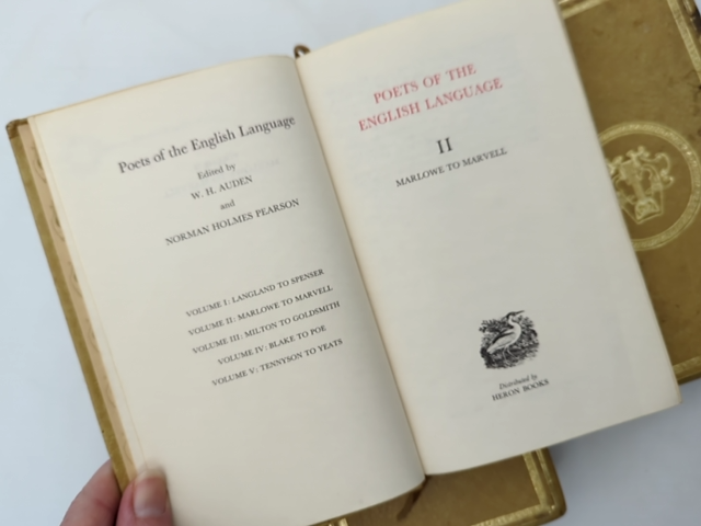 3x Poets of the English Language volumes 1, 2, 3, W H Auden by W H Auden & Norman Holmes Pearson