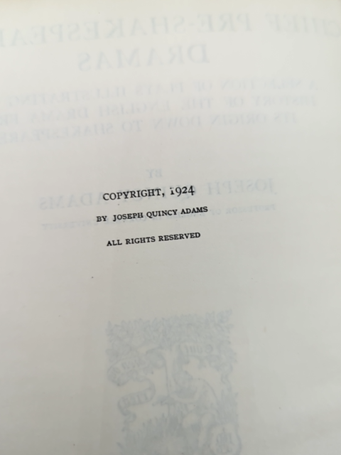 Chief Pre-shakespearean Dramas by Joseph Quincy Adams (Hardcover, 1924) by Joseph Quincy Adams