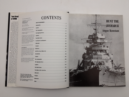 2 WWII Naval Battles: Hunt the Bismarck & Battle of Coral Sea (Hardcover 2007) by Chris Henry, Angus Konstam