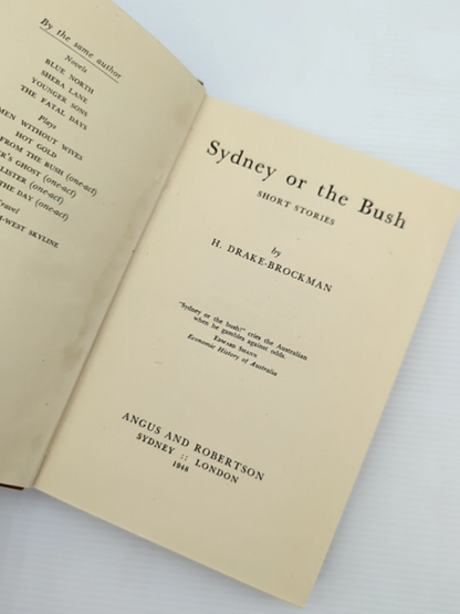 Sydney Or The Bush by H Drake-Brockman (Hardcover, 1948) by H Drake-Brockman
