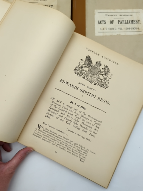 3x Acts Of Parliament Western Australia 1905-1909 by Parliament Of Western Australia