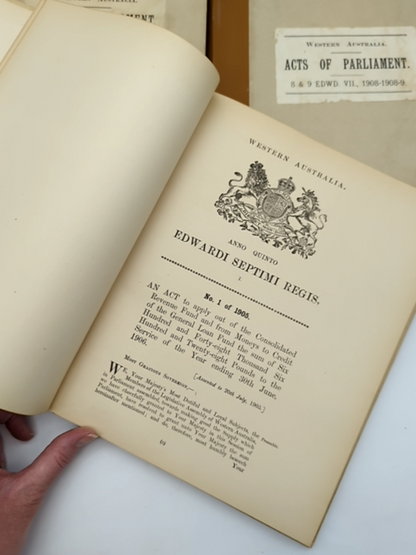 3x Acts Of Parliament Western Australia 1905-1909 by Parliament Of Western Australia