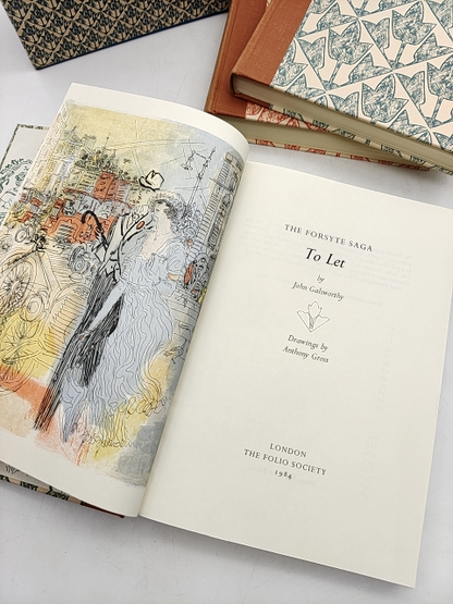 The Forsyte Saga by John Galsworthy. 3 Volumes, The Folio Society 1984, Slipcase by John Galsworthy