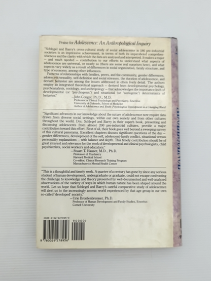 Adolescence: An Anthropological Inquiry by Herbert Barry Iii Alice Schlegel by Herbert Barry III, Alice Schlegel