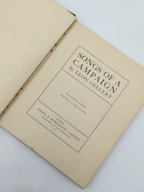 Songs Of Campaign by Leon Gellert (Cloth, 1917) Miltary & War by Leon Gellert
