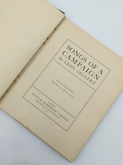 Songs Of Campaign by Leon Gellert (Cloth, 1917) Miltary & War by Leon Gellert