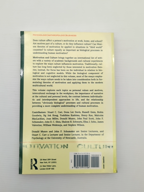 Motivation And Culture by John F. Schumaker Donald Munro, Cultural Studies by Stuart C. Carr