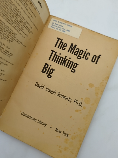 The Magic Of Thinking Big by David J Schwartz (Paperback, 1975) Self-Help by David J Schwartz