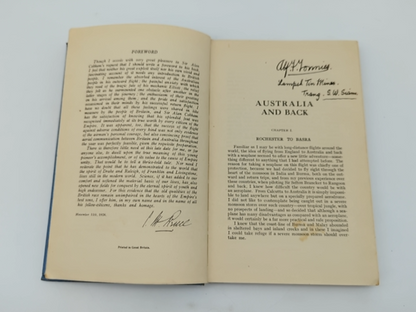 Australia and Back by Sir Alan Cobham (Hardcover) 1st Edition Aviation Book by Sir Alan Cobham
