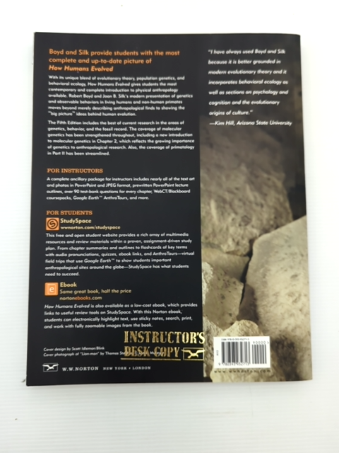 How Humans Evolved by Joan B. Silk Robert Boyd (Paperback, 2009) Anthropology by Joan B. Silk, Robert Boyd, Grout