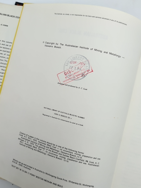 Australian Black Coal: its occurrence, mining, preparation and use by AC Cook by Ac Cook
