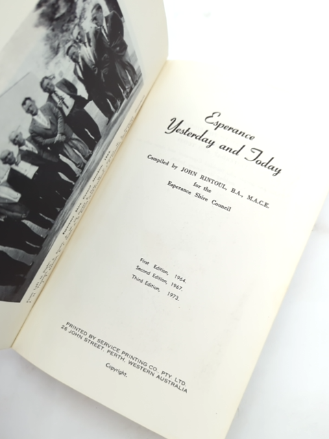 Esperance Yesterday And Today John Rintoul 1973 WA Local History by John Rintoul