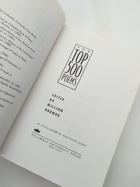 The Top 500 Poems by William Harmon (Paperback, 1992) 1st Edition Poetry by William Harmon
