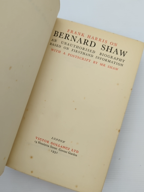 Bernard Shaw by Frank Harris (Hardcover, 1931) by Frank Harris