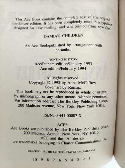 Damia's Children by Anne McCaffrey (Paperback, 1994) by Anne Mccaffrey
