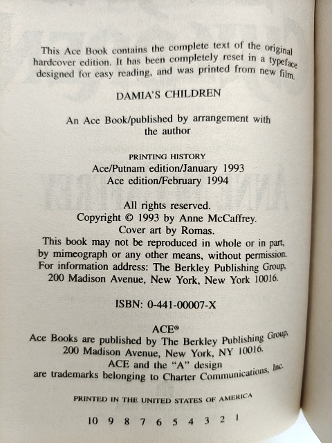 Damia's Children by Anne McCaffrey (Paperback, 1994) by Anne Mccaffrey
