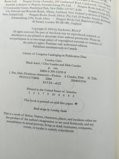Black Wind, Clive Cussler & Dirk Cussler, Adventure Signed by Dirk Cussler, Clive Cussler