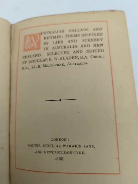 Australian Ballads and Rhymes by Douglas B W Sladen (Hardcover) 1st Edition by Douglas B W Sladen