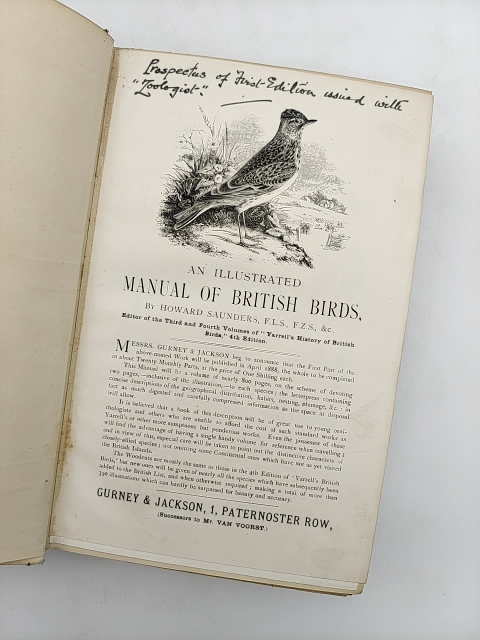 Manual of British Birds by Howard Saunders, 1927 Signed, Important Copy by Howard Saunders